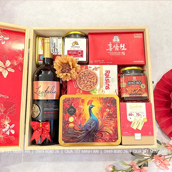 Hộp quà tết gỗ thông Xuân 2026 - HG1190