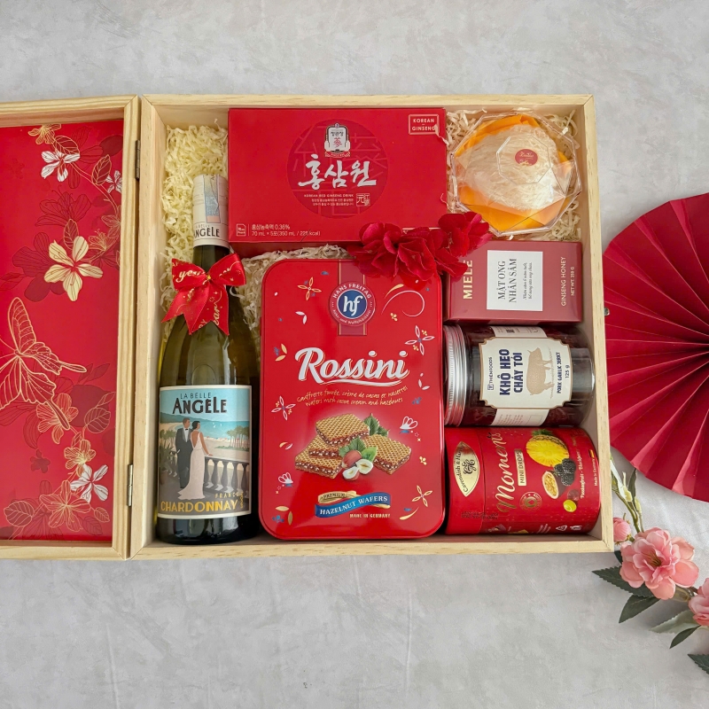 Hộp quà tết gỗ thông Xuân 2026 - HG1772